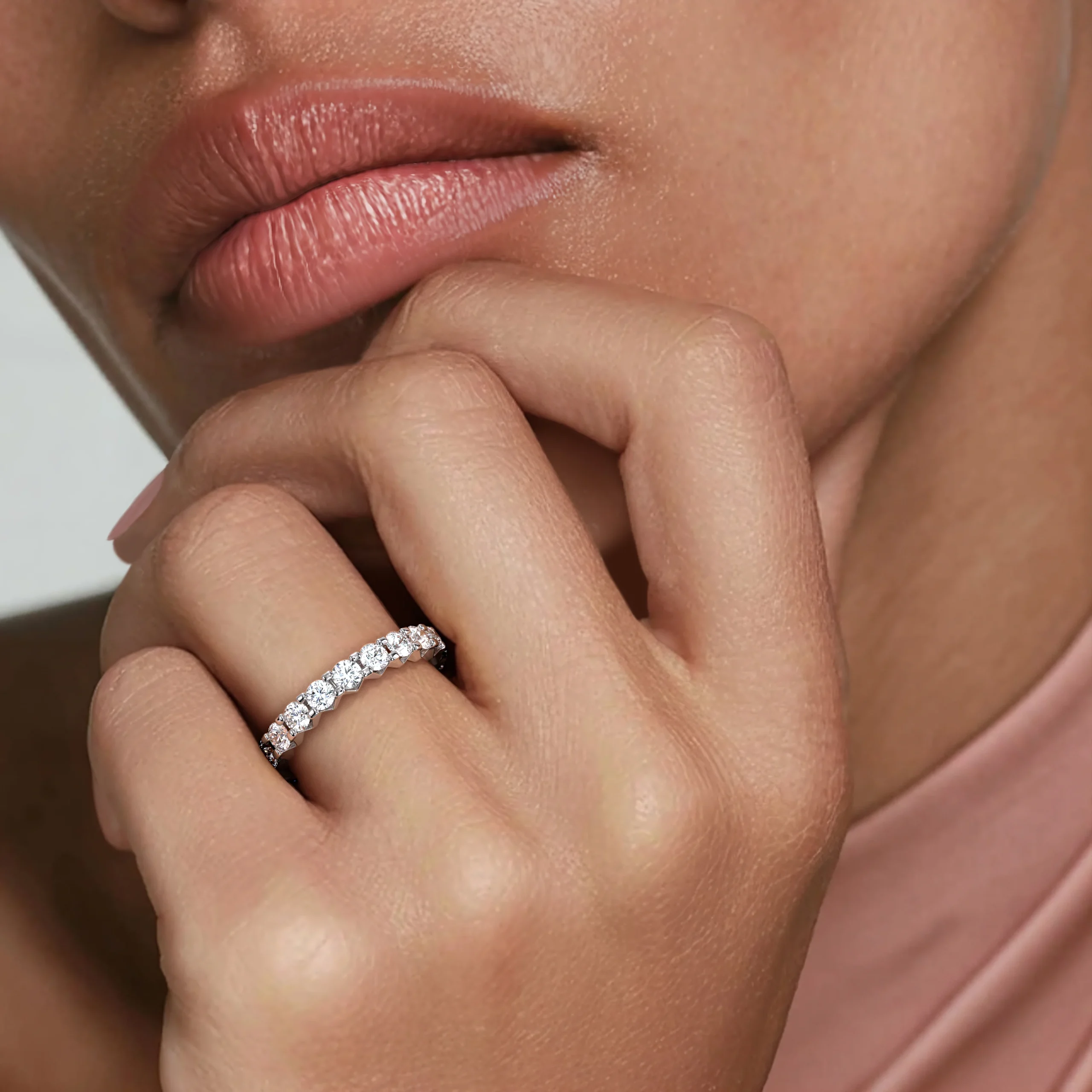 Elara Set Eternity Lab Diamond Ring White Gold - Image 4