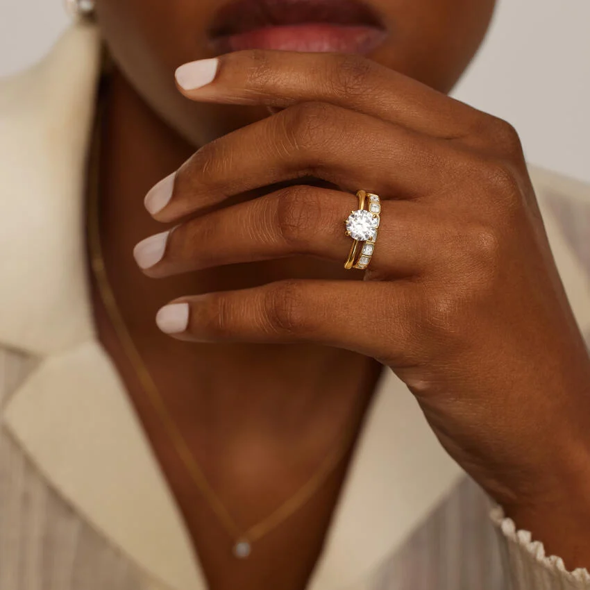 Anouk West Bezel Emerald Cut Eternity Lab Diamond Ring - Image 3