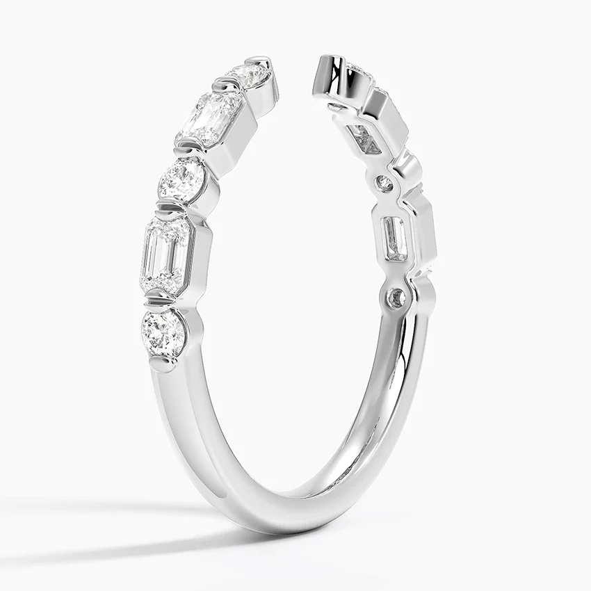 Sable Emerald Cut and Round Lab Diamond Open Ring Gold - Image 2