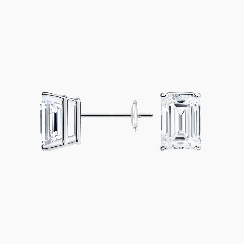 Emerald Cut Lab-Grown Diamond Stud Earrings - Image 4