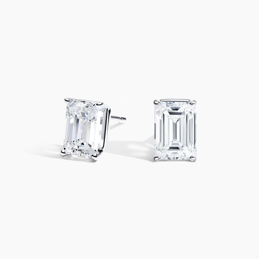 Emerald Cut Lab-Grown Diamond Stud Earrings