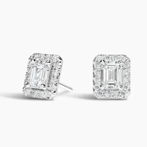 Emerald Cut Lab-Grown Diamond Halo Stud Earrings (1 2/3 ct. tw.) in 18K White Gold