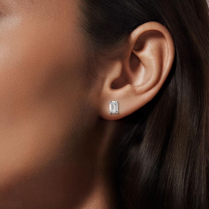 Emerald Cut Lab-Grown Diamond Stud Earrings - Image 5
