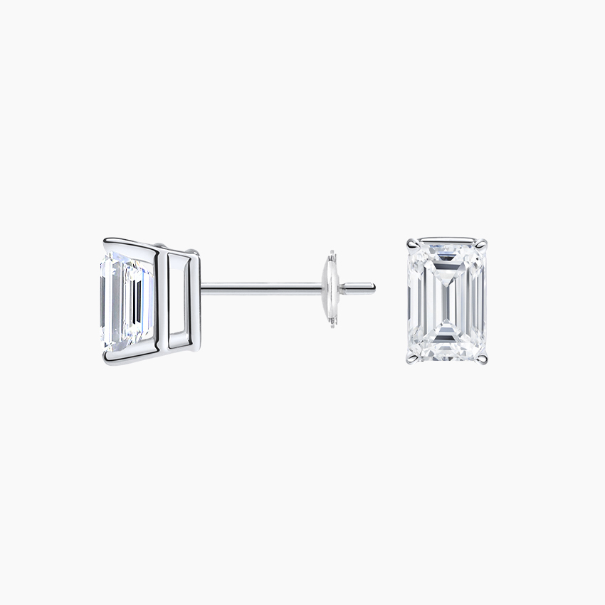 Emerald Cut Diamond Stud Earrings (1 ct. tw.) in 18K White Gold - Image 2