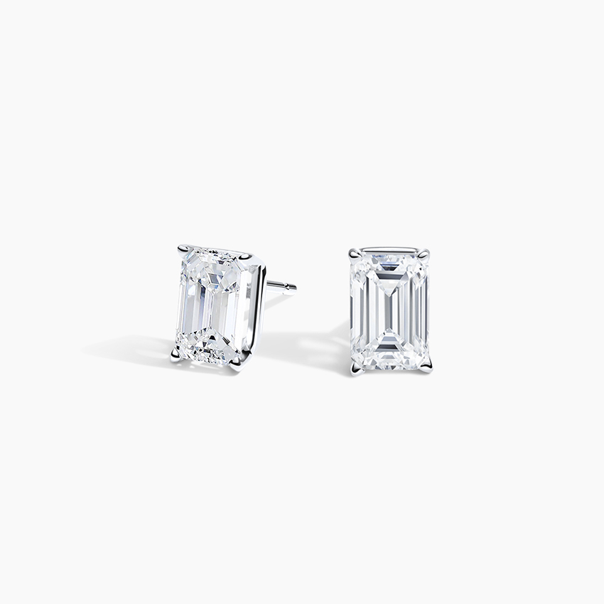 Emerald Cut Diamond Stud Earrings (1 ct. tw.) in 18K White Gold