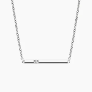 Diamond Bar Pendant in Silver