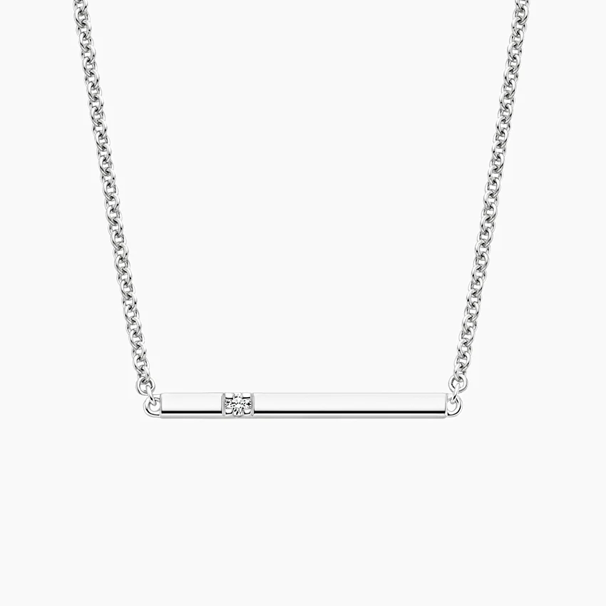Diamond Bar Pendant in Silver