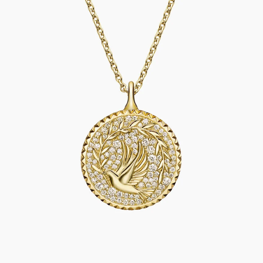 Jane Goodall Lab-Grown Diamond Peace Medallion Necklace (3/8 ct. tw.) in 14K Yellow Gold - Image 6