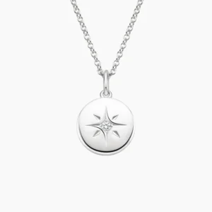 North Star Diamond Pendant in Silver
