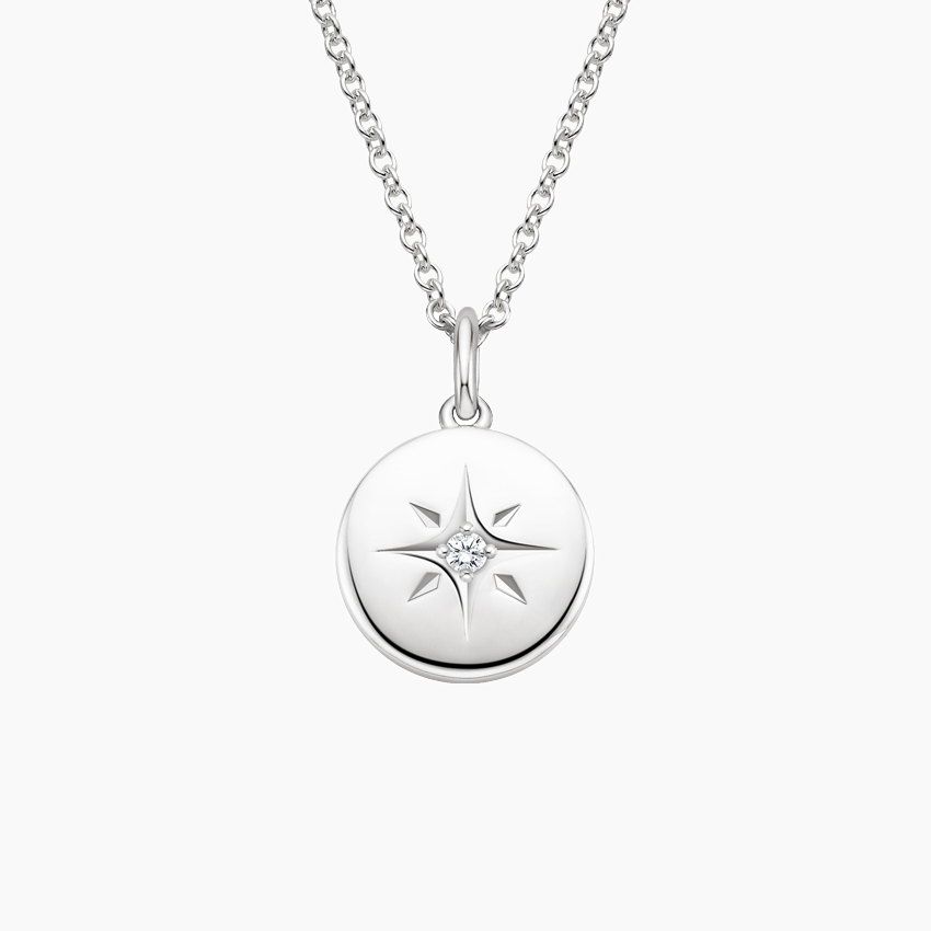 North Star Diamond Pendant in Silver