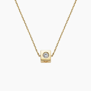 Love Decoded Diamond Cube Pendant in 14K Yellow Gold