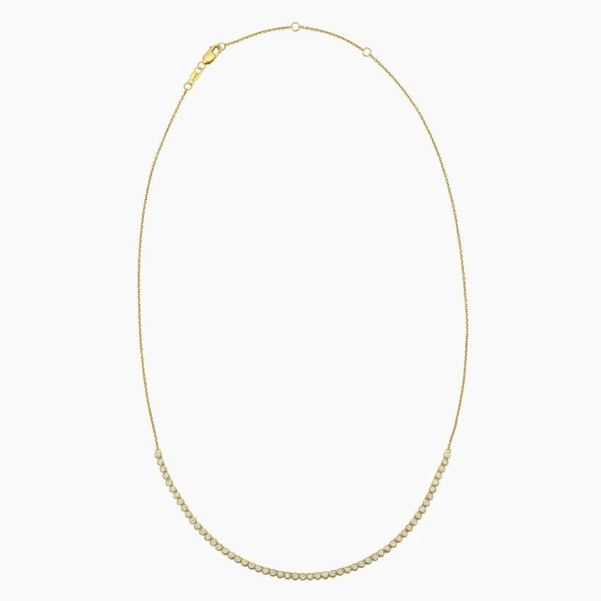 One-Third Wrap Slim Bezel-Set Lab-Grown Diamond Line Necklace (3/4 ct. tw.) in 14K Yellow Gold - Image 5