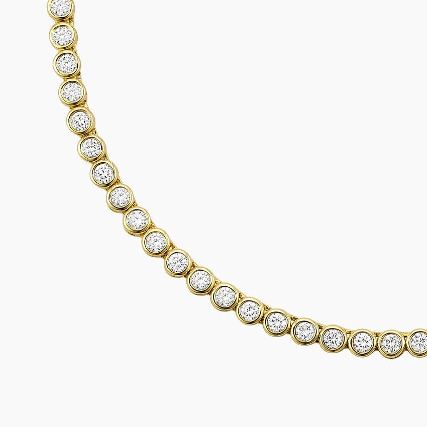 One-Third Wrap Slim Bezel-Set Lab-Grown Diamond Line Necklace (3/4 ct. tw.) in 14K Yellow Gold - Image 4
