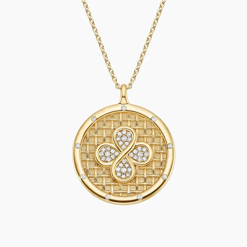 Madison Keys Diamond Infinity Medallion Necklace (1/10 ct. tw.) in 14K Yellow Gold