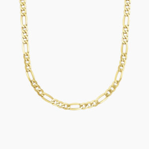 Ari 22 in. Beveled Figaro Chain Necklace in 14K Yellow Gold