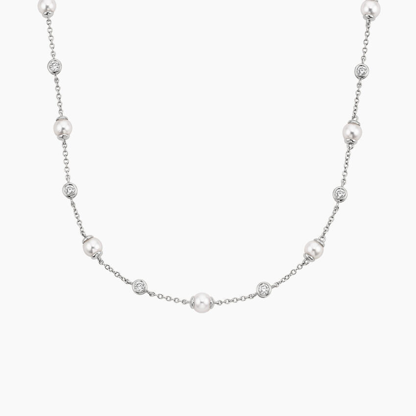 Athena Premium Akoya Cultured Pearl and Diamond Strand Necklace (3/8 ct. tw.)