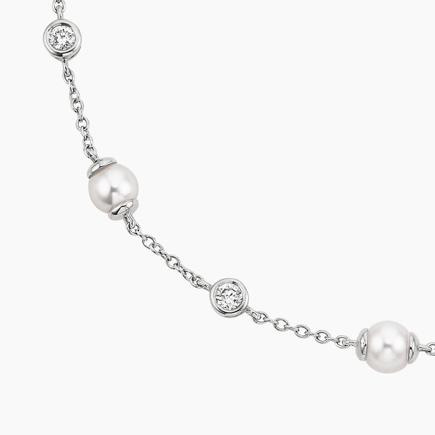 Athena Premium Akoya Cultured Pearl and Diamond Strand Necklace (3/8 ct. tw.) - Image 3