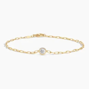 Round Lab Diamond Paperclip Link Bracelet