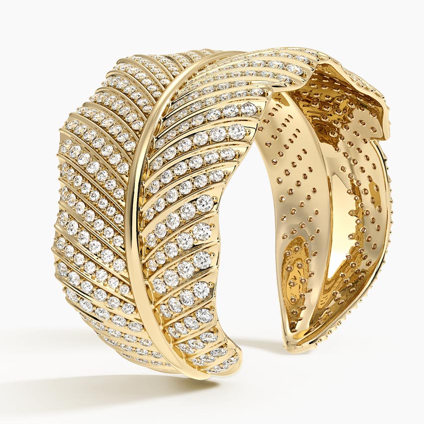 Jane Goodall Pavé Leaf Lab Diamond Cuff Bracelet (12 1/2 ct. tw.) in 18K Yellow Gold - Image 5