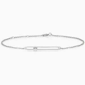 Polished Diamond Bar Bracelet in Silver