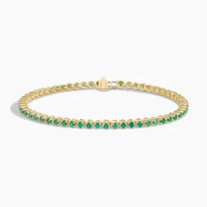 Lab Grown Emerald Tennis Bracelet in 14K Yellow Gold
