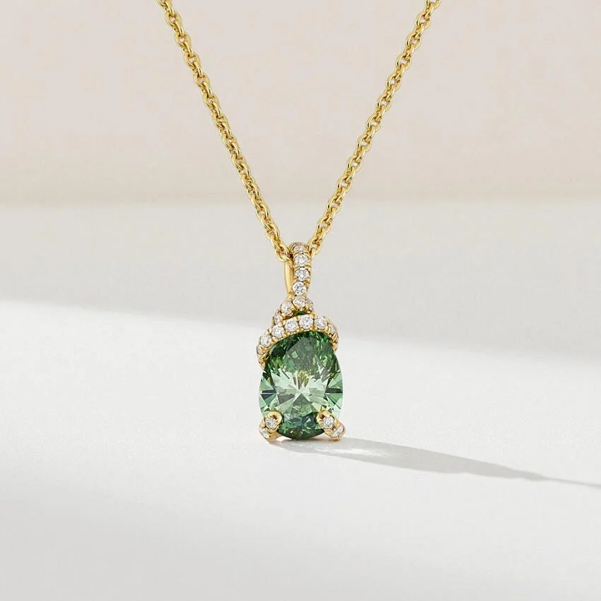 Pacific Green Lab-Grown Diamond Pavé Pendant (7/8 ct. tw.) in 18K Yellow Gold - Image 3