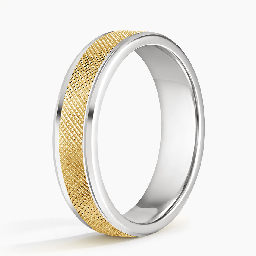 Mixed Metal Maverick 5.5mm Wedding Ring in 18K Yellow Gold and 18K White Gold - Image 2