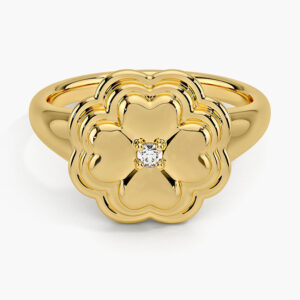 Clover Diamond Ring in 14K Yellow Gold