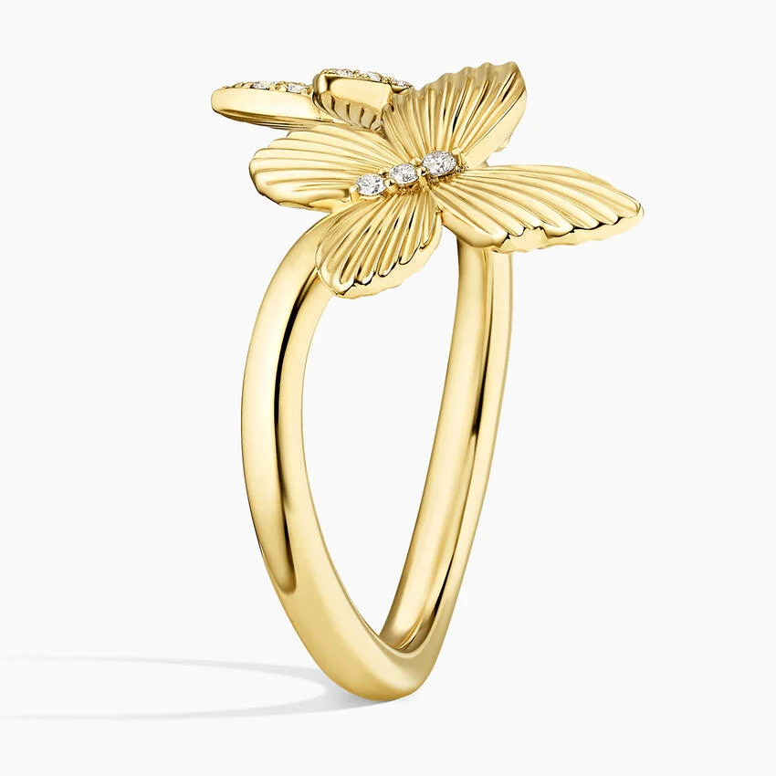 Butterfly Toi et Moi Brilliant Diamond Band (1/8 ct. tw.) in 14K Yellow Gold - Image 4