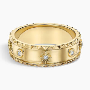 Sol Starburst Bezel Diamond Ring in 14K Yellow Gold