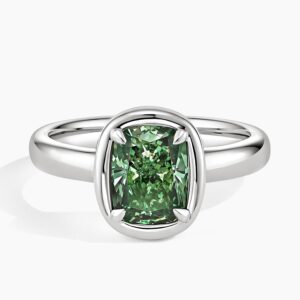 Andrea Bezel Prong Pacific Green Cushion Lab Diamond Ring (2 ct. tw.)