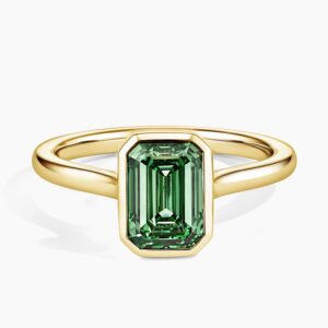 Luna Bezel Pacific Green Emerald-Cut Lab Diamond Solitaire Ring (2 ct. tw.)