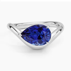 Silhouette Blue Lab Sapphire Cocktail Diamond Ring