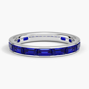 Channel Set Baguette Lab Sapphire Diamond Ring