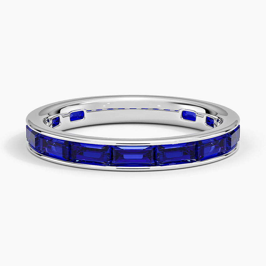 Channel Set Baguette Lab Sapphire Diamond Ring