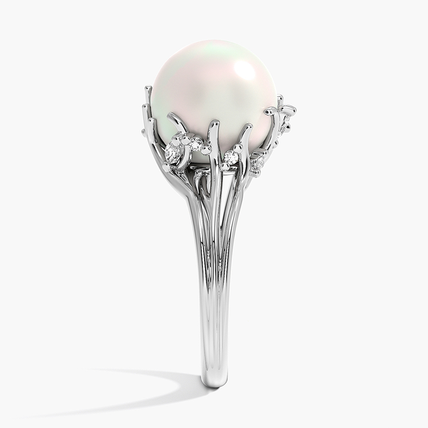 Cotillion Cultured Pearl and Diamond Cocktail Diamond Ring - Image 3