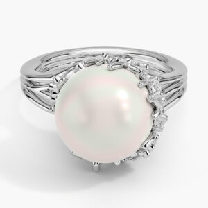 Cotillion Cultured Pearl and Diamond Cocktail Diamond Ring