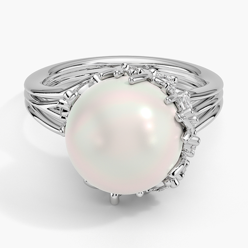 Cotillion Cultured Pearl and Diamond Cocktail Diamond Ring