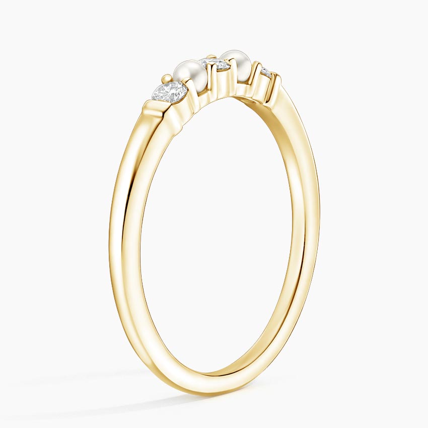 Rochelle Freshwater Pearl Diamond Ring in 18K Yellow Gold - Image 2