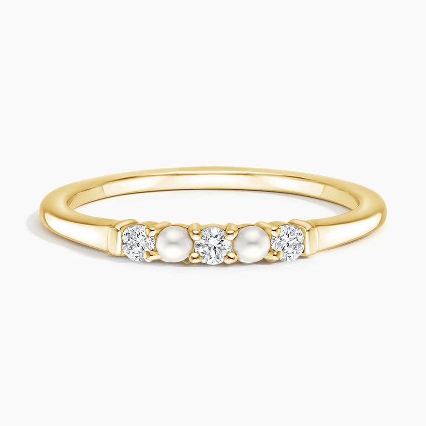 Rochelle Cultured Freshwater Pearl & Diamond Ring in 18K Yellow Gold
