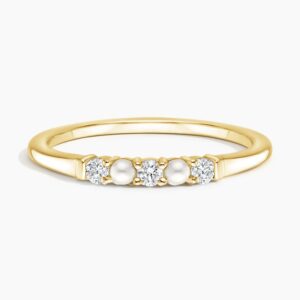 Rochelle Freshwater Pearl Diamond Ring in 18K Yellow Gold
