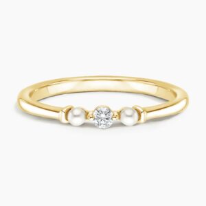 Marlene Freshwater Cultured Pearl and Diamond Ring in 18K Yellow Gold