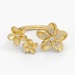 Plumeria Lab Diamond Open Diamond Ring
