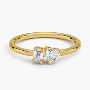 Emerald and Heart-Shaped Diamond Toi et Moi Ring (1/3 ct. tw.)