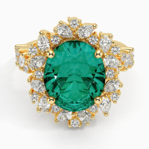 Olivetta Lab Emerald and Lab Diamond Cocktail Diamond Ring