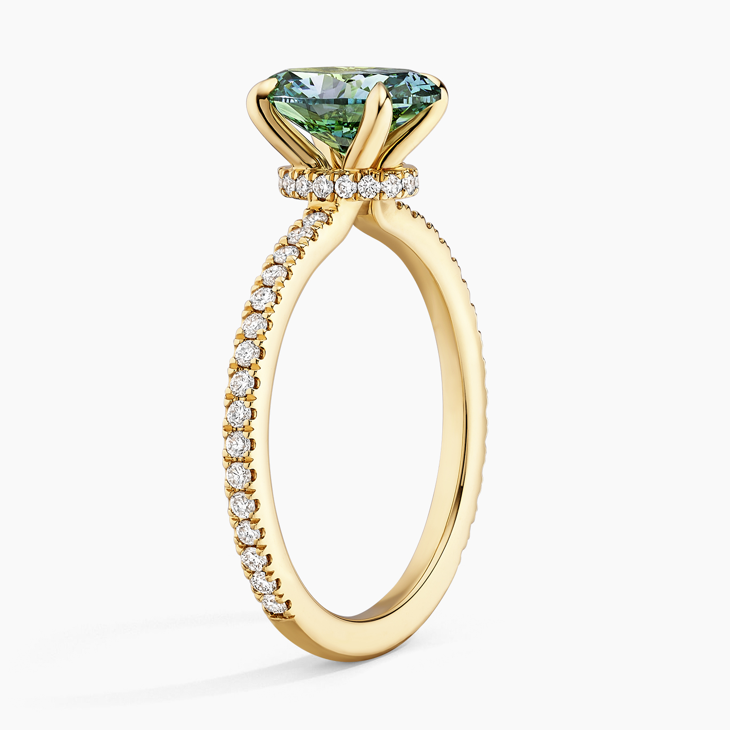 Demi Three-Quarter Coverage Pacific Green Oval Lab Diamond Ring (1 2/3 ct. tw.) - Image 3