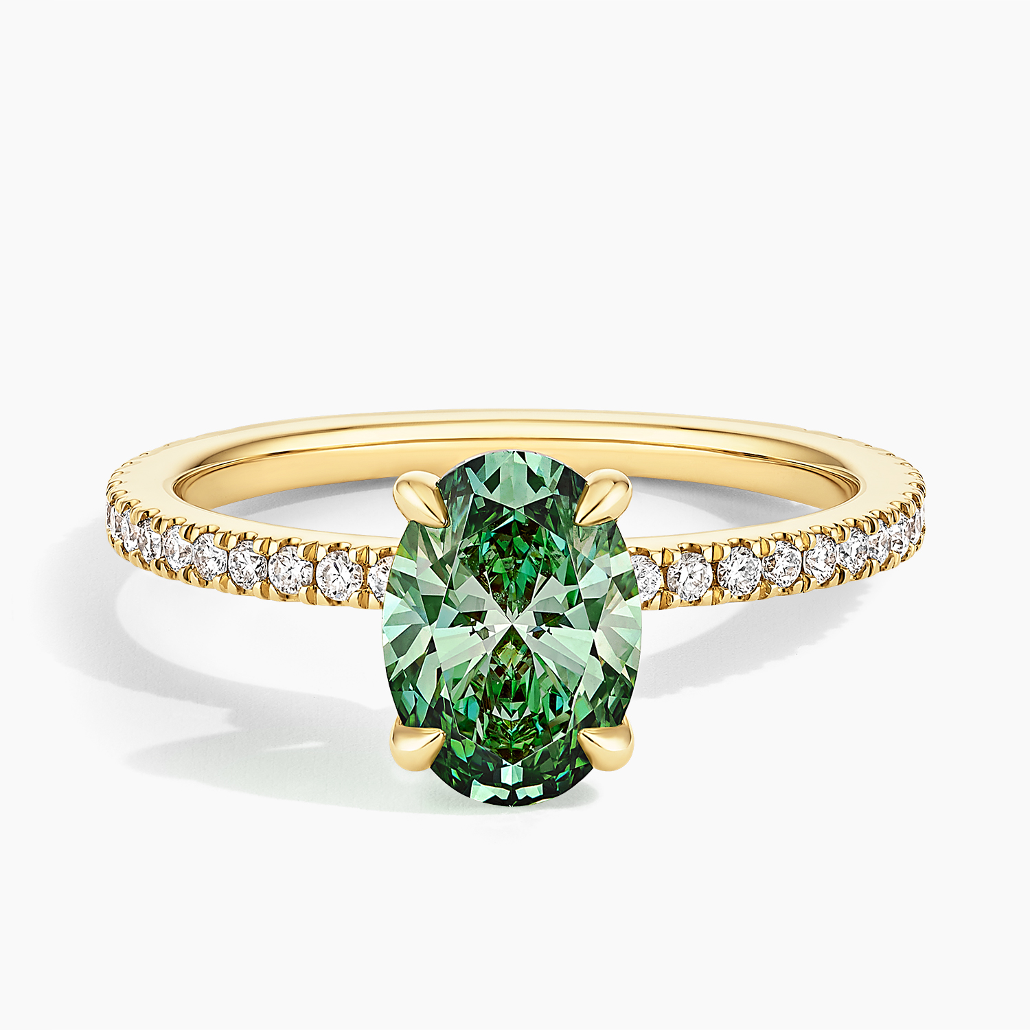 Demi Three-Quarter Coverage Pacific Green Oval Lab Diamond Ring (1 2/3 ct. tw.)