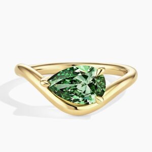 Silhouette Pacific Green Pear Lab Diamond Solitaire Ring (1 1/2 ct. tw.)