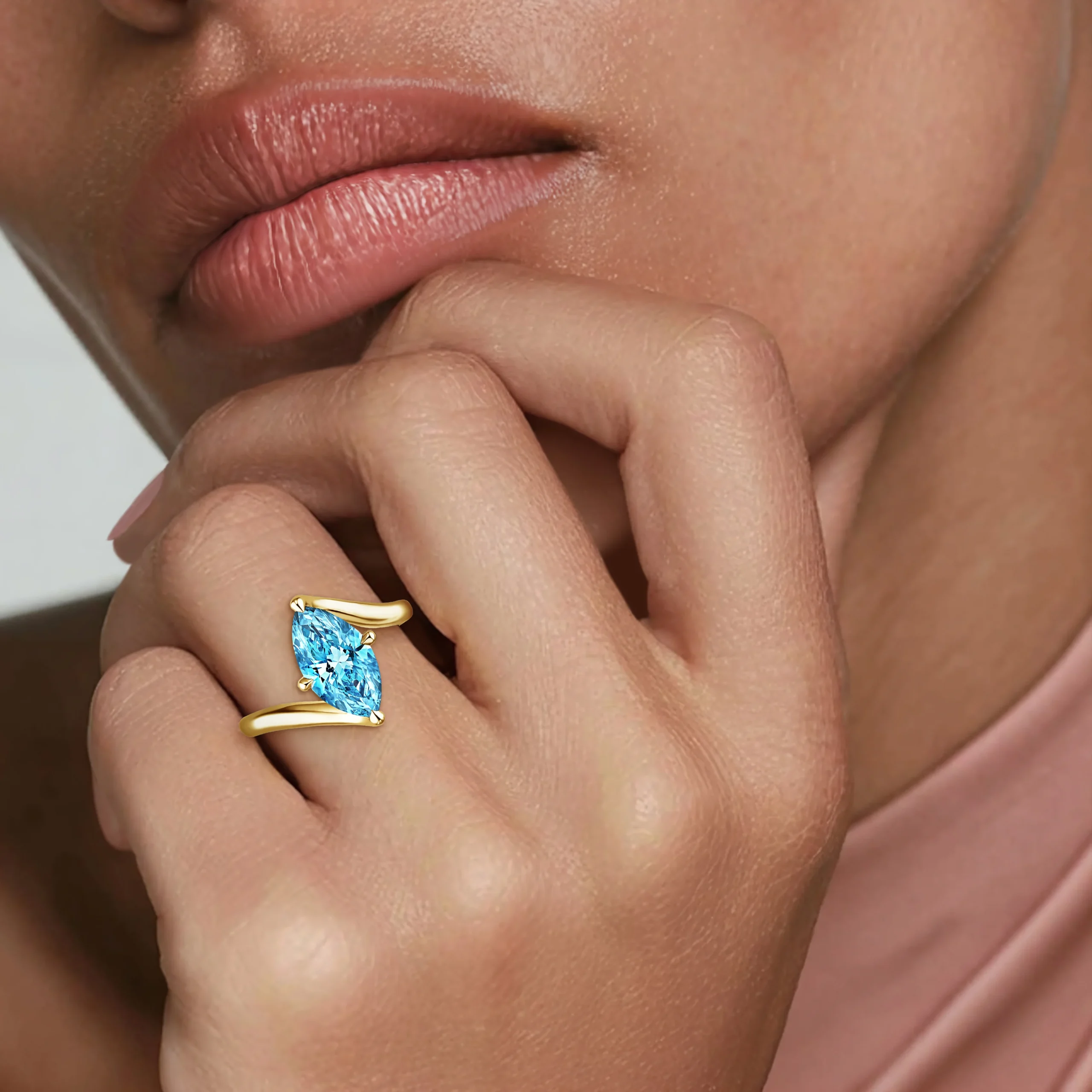 Atelier Solitaire Malibu Blue Marquise Lab Diamond Ring (2 ct. tw.) - Image 5