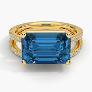 Revelry London Blue Topaz and Diamond Cocktail Diamond Ring